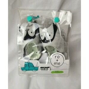Ro+Me By Robeez Baby Slip On Crib Shoes Gray Penguin Booties Size 0-6 Mos NEW
